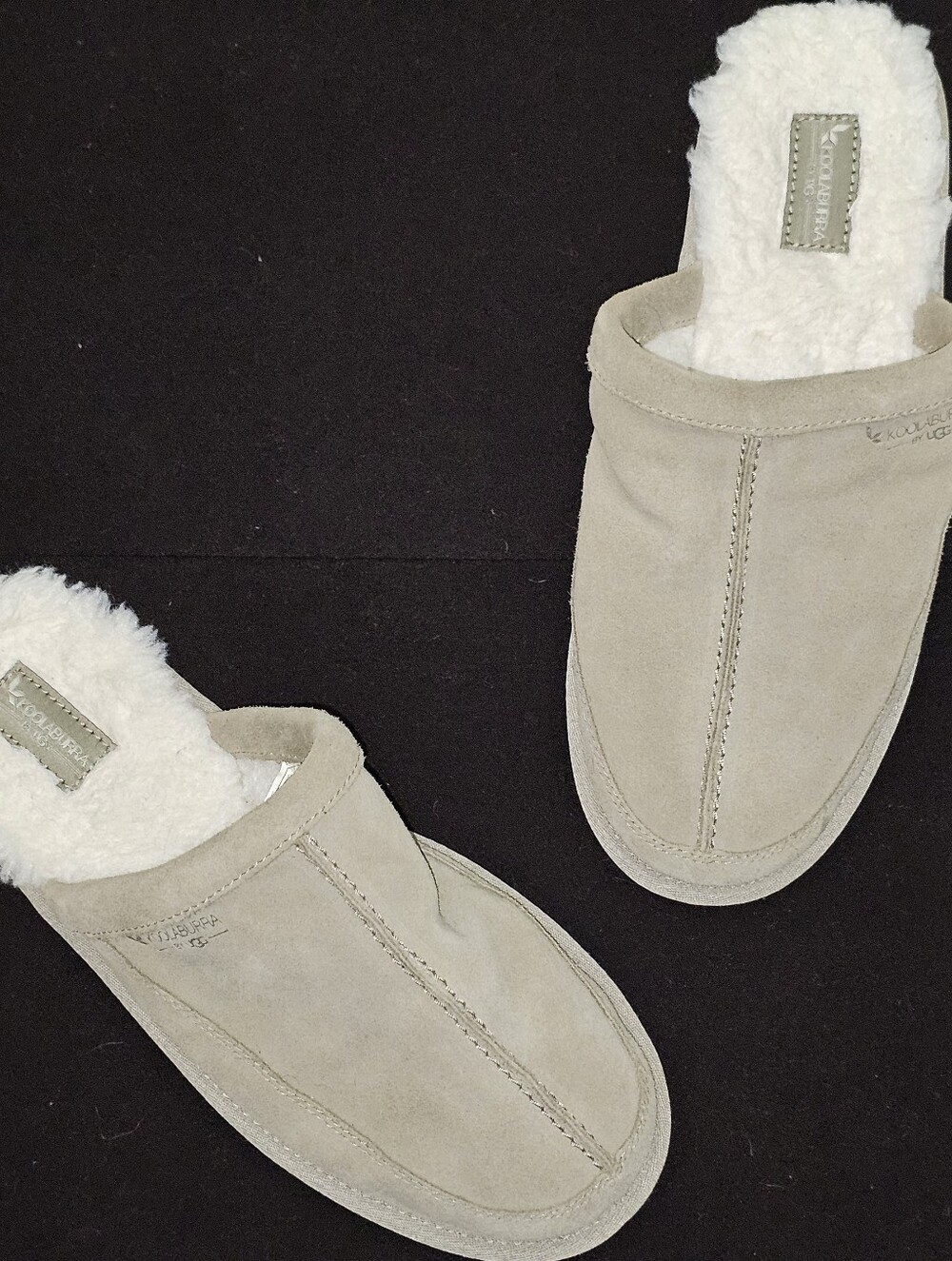 UGG Koolaburra Men's 11 Suede Shearling Lined Slippers - Beige